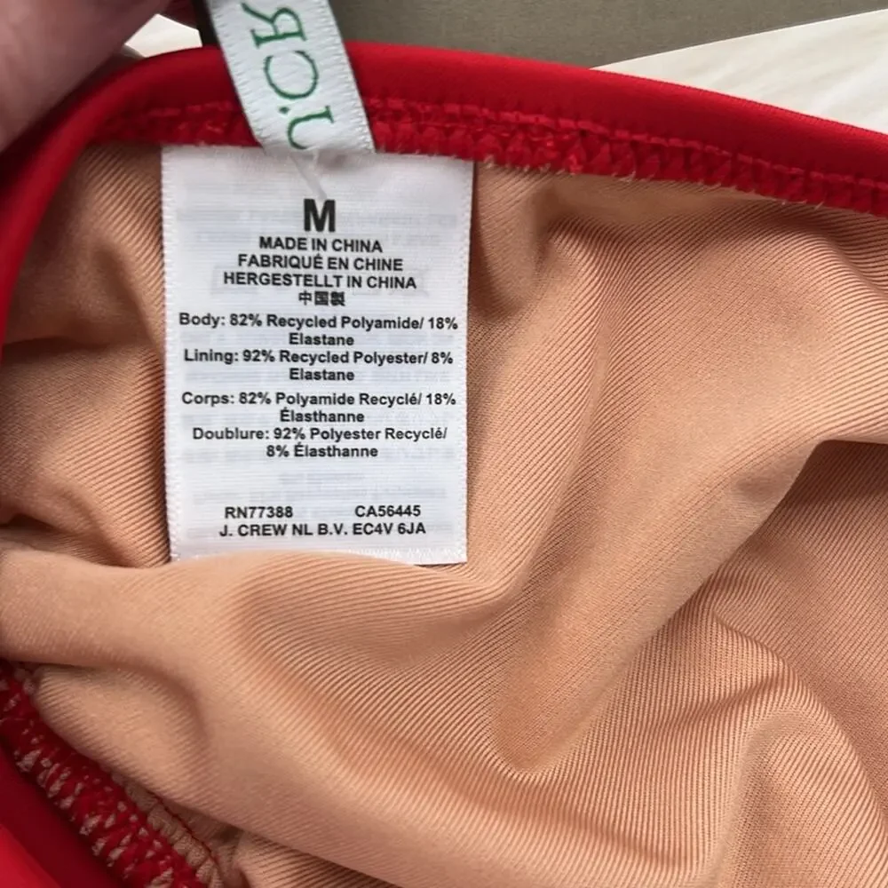 J. Crew Women's DD halter tie-back bikini top - Red - Medium - New with tags